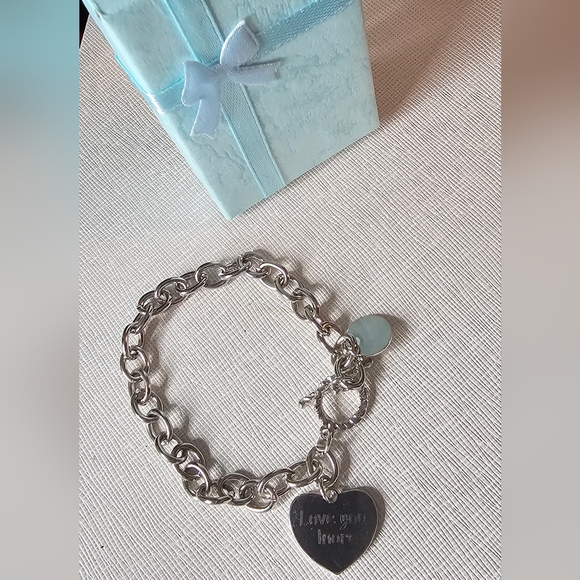 Unbranded Jewelry - Toggle Heart Charm Bracelet Love You More inscription Stainless Steel New in Box